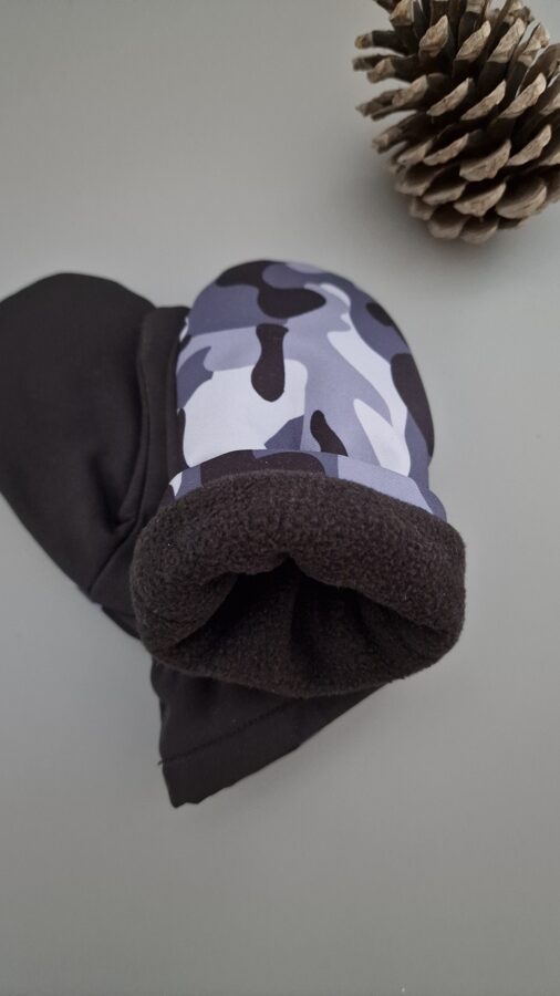 Softshell ziemas cimdi - Kamuflāža MIX ar melnu