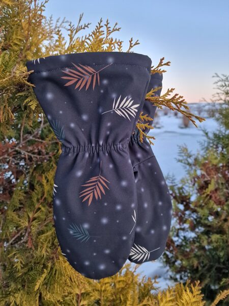 Softshell sieviešu ziemas cimdi ar dubulto flīsi - Palmu lapas