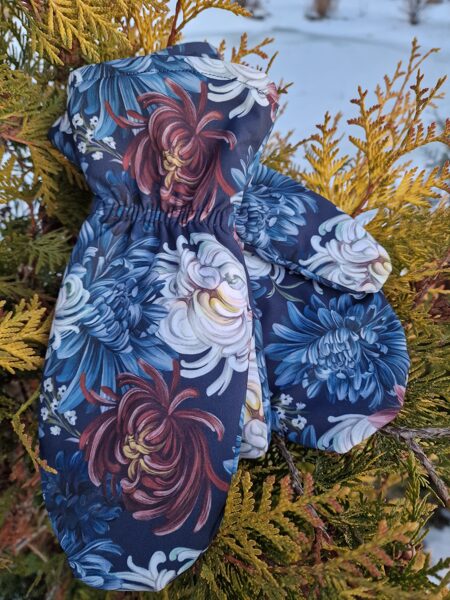 Softshell sieviešu ziemas cimdi ar dubulto flīsi - Asteres uz zila