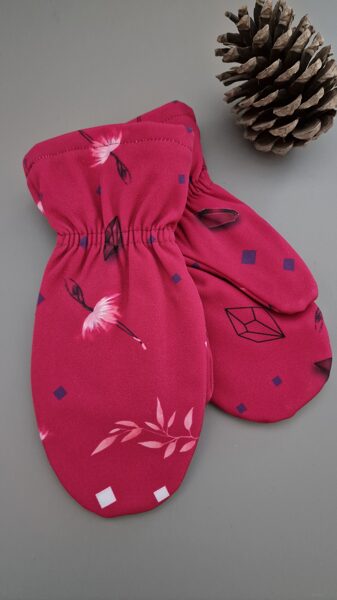 Softshell ziemas cimdi - Balerīnas uz rozā