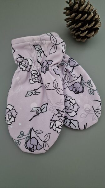 Softshell ziemas cimdi - Peonijas uz lillā