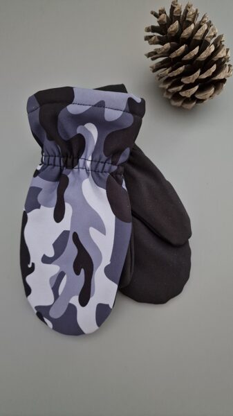 Softshell ziemas cimdi - Kamuflāža MIX ar melnu