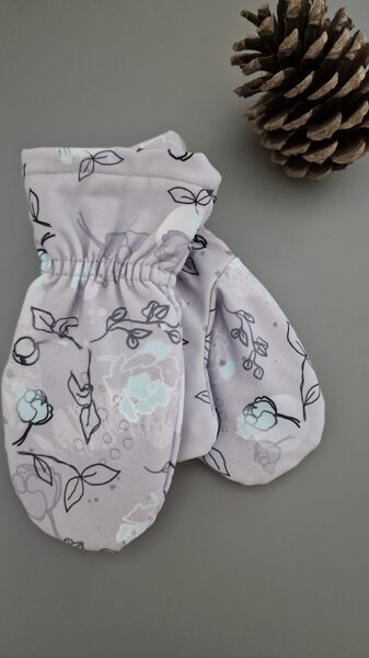 Softshell ziemas cimdi - Peonijas uz pelēka