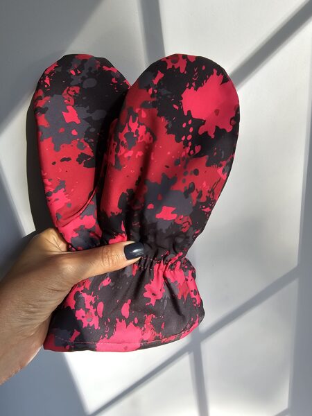 Softshell ziemas cimdi - sarkanā kamuflāža