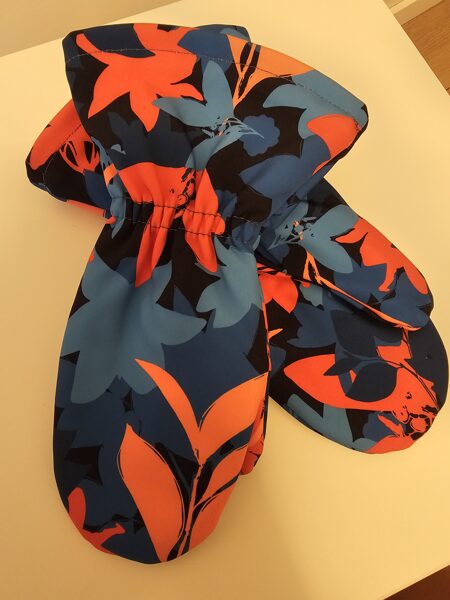 Softshell ziemas cimdi - zils, tirkīzz, orandžs lapas