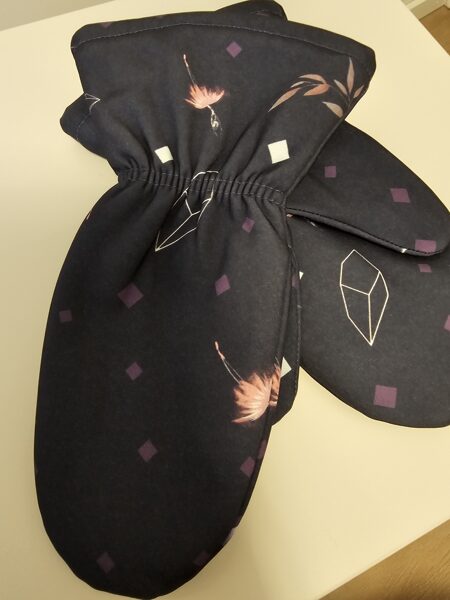 Softshell ziemas cimdi - mākslinieciskās balerīnas uz zila fona